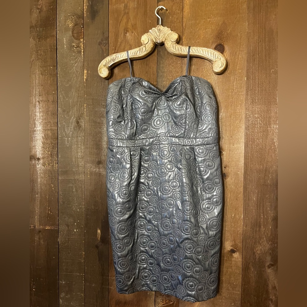 PURE Alfred Sung - Silver Strapless Dress for Party, Wedding guest, graduation